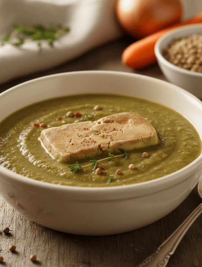 Velouté de lentilles au foie gras