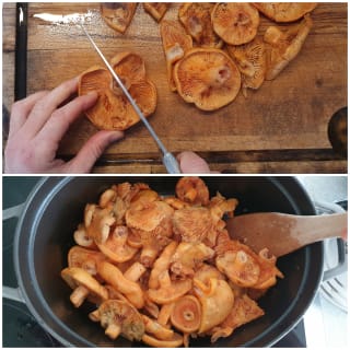 Fricot de champignons Sanguins aux saucisses - Instruction 2