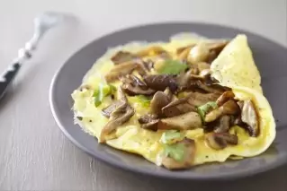 Omelet with button mushrooms