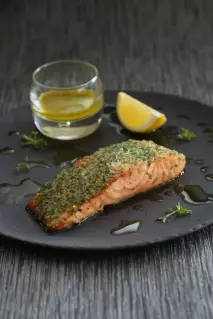 Roasted salmon with fresh herbs