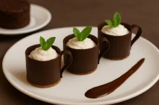 Chocolate cup with light coconut mousse