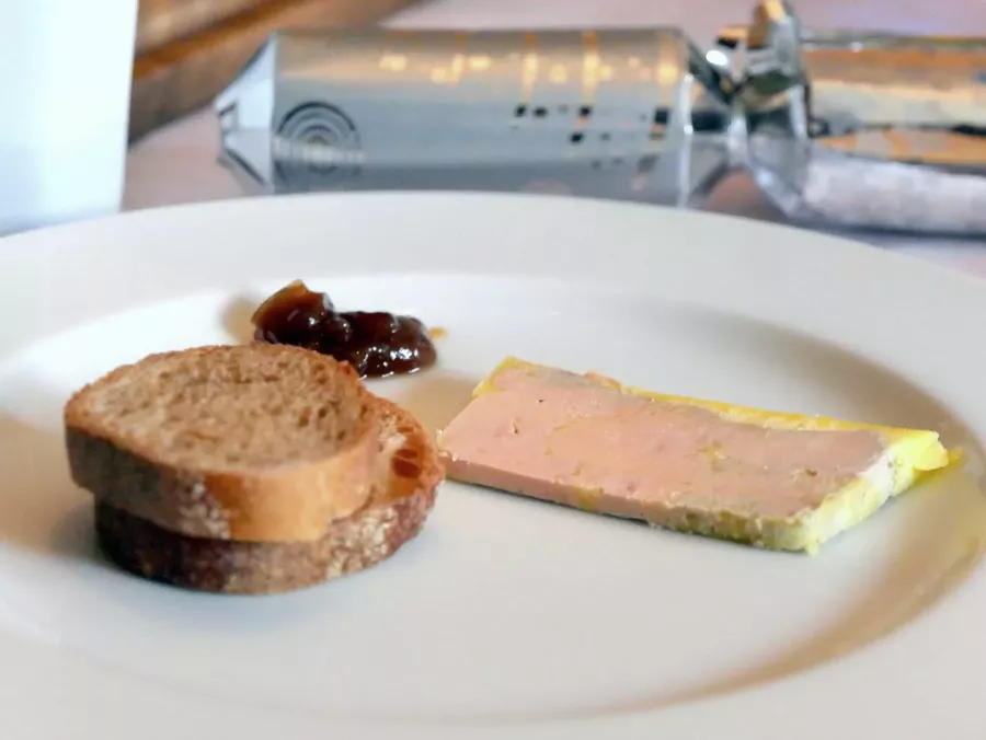 Semi-cured foie gras in a terrine