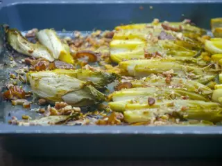 Roasted endives with dates and walnuts
