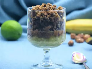 Banana-lime, chocolate, and hazelnut verrine