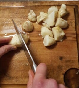 Velouté de topinambours au bacon