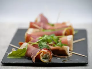 Bayonne ham rolls with cream cheese and herbs