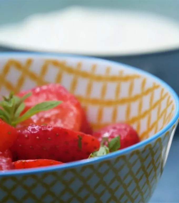 Salade de fraises, verveine