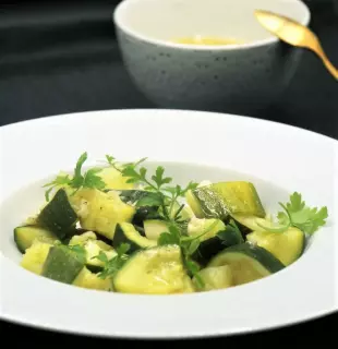 Steamed zucchini with lemon vinaigrette