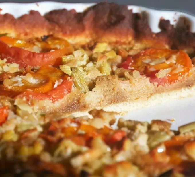 Tarte rhubarbe abricot