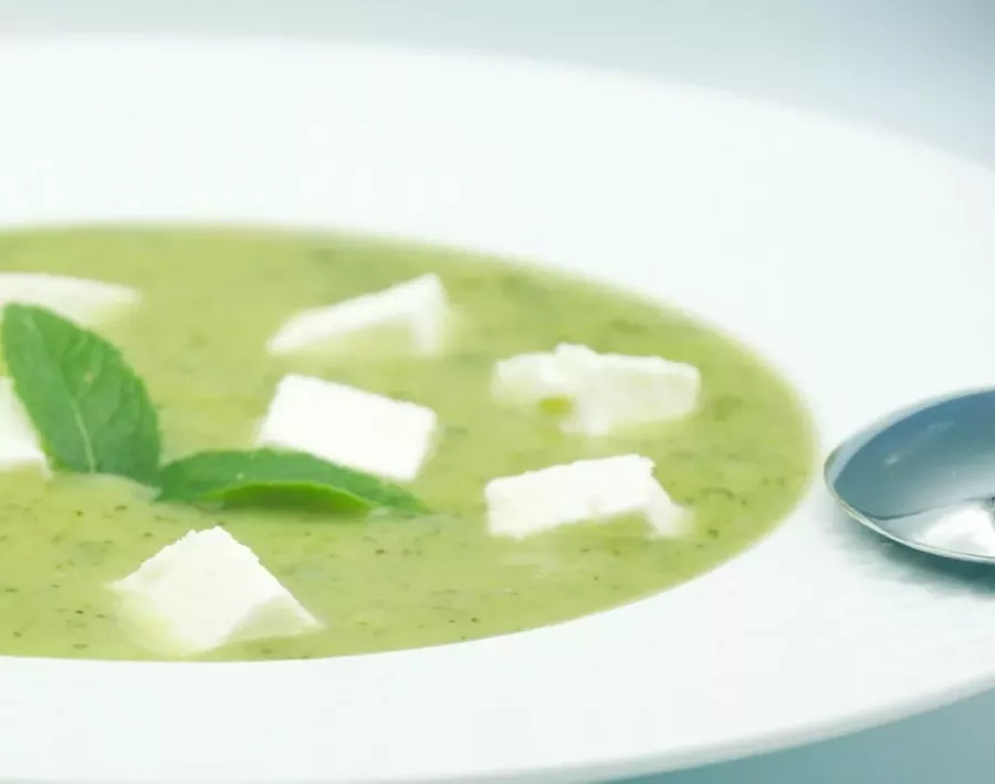 Cold zucchini, mint, and feta soup