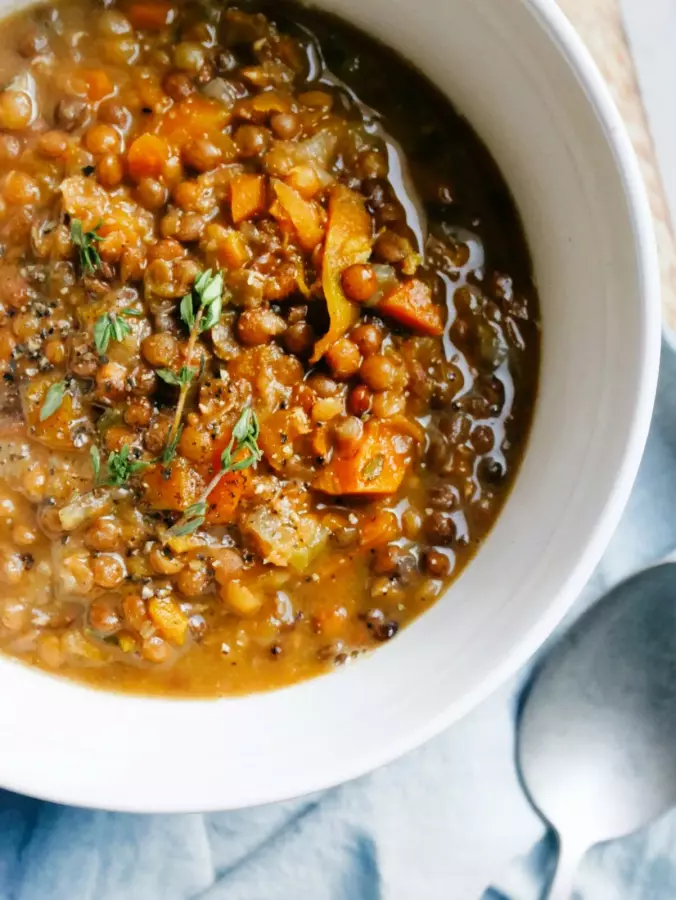 Lentils cooked with vegetables