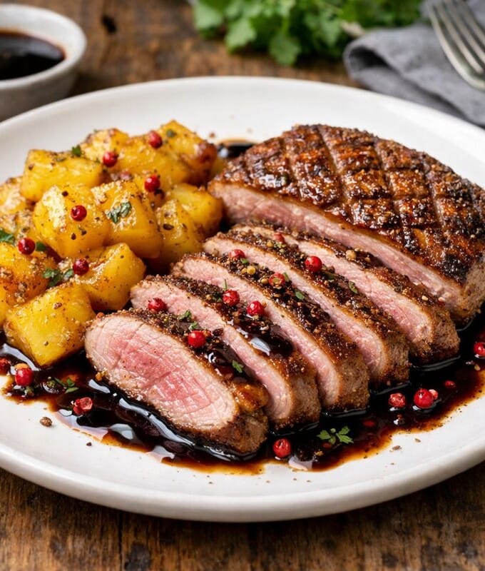 Magrets de canard à l’ananas caramélisé Magrets de canard à l’ananas caramélisé