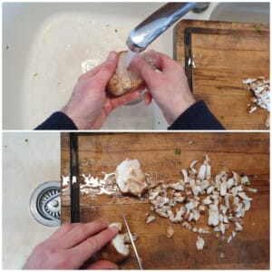 Croquettes aux oignon nouveaux, champignons et tofu – Instruction 1 Croquettes aux oignon nouveaux, champignons et tofu - Instruction 1