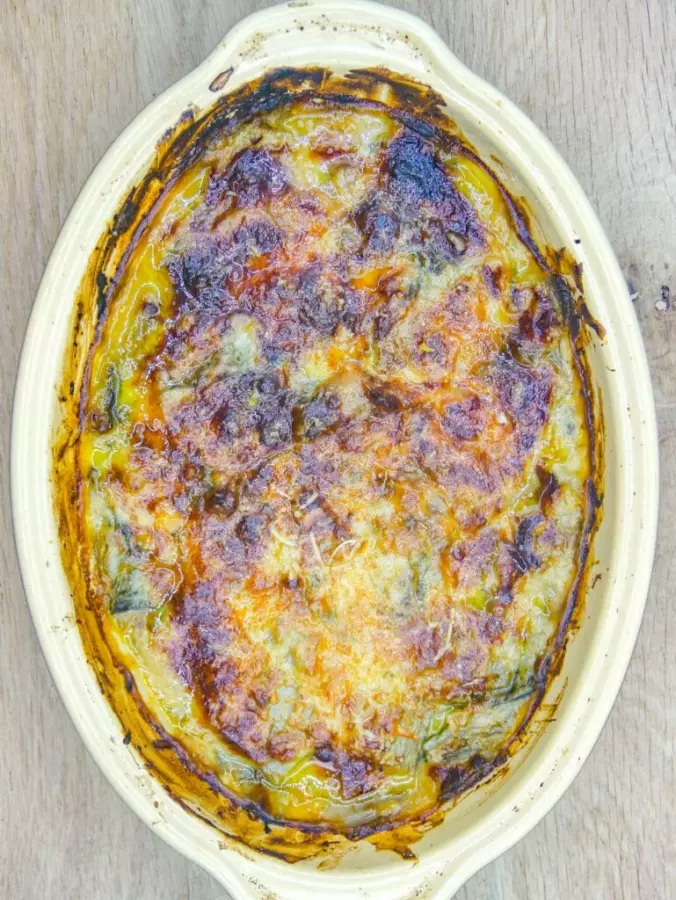 Swiss chard stems au gratin