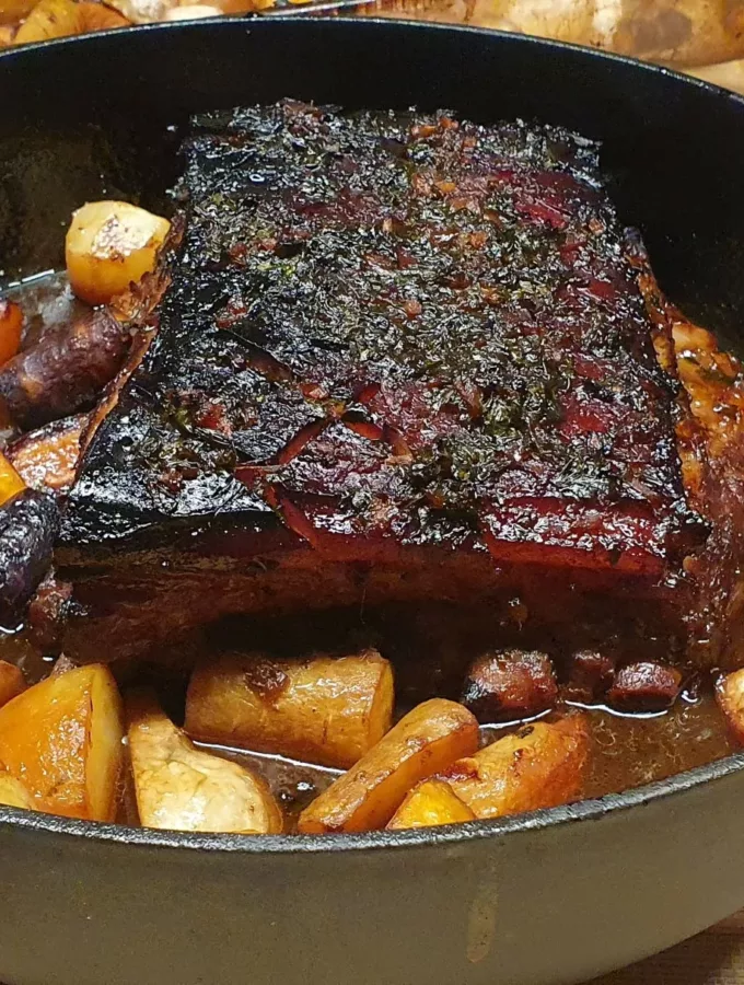 Poitrine de porc confite miel-gingembre Poitrine de porc confite miel-gingembre