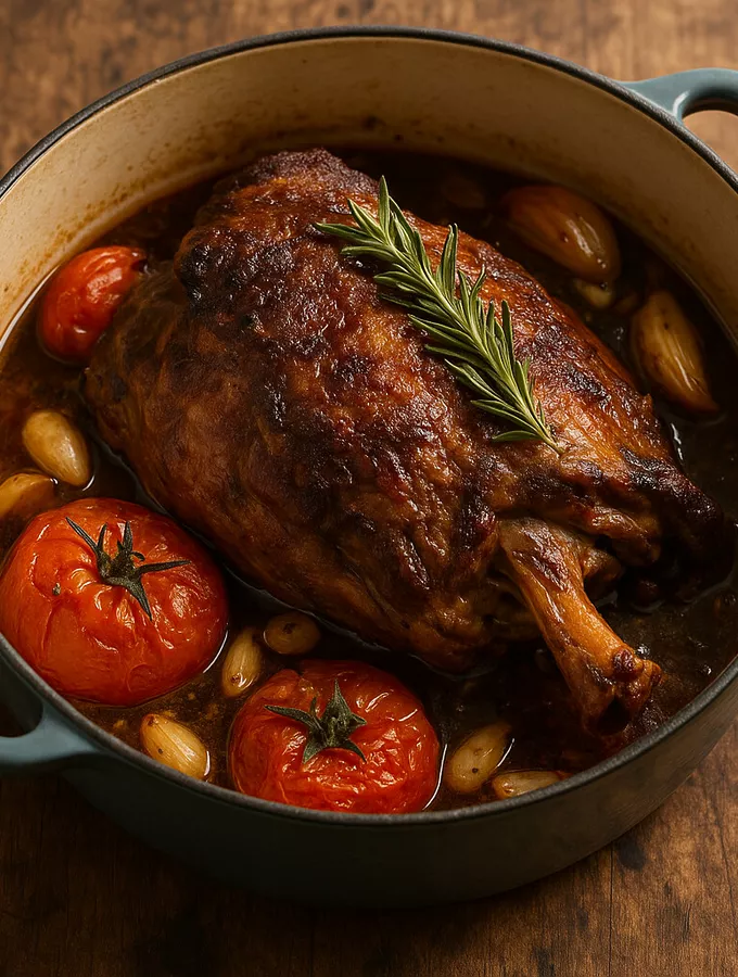Gigot d'agneau de 7 heures à l'ail et au romarin