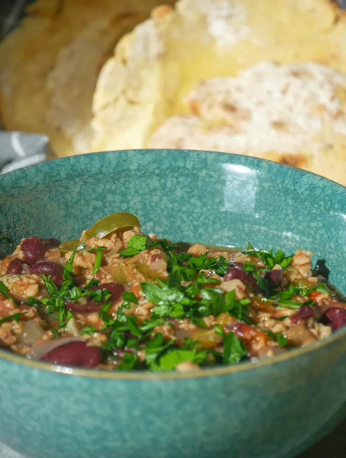 Chili “sin” carne aux protéines de soja Chili “sin” carne aux protéines de soja