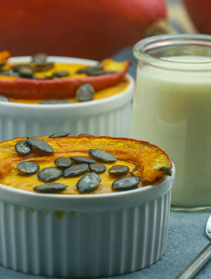 Flan de Potimarron en ramequin, sauce au fromage