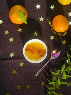 Almond milk panna cotta with roasted clementines