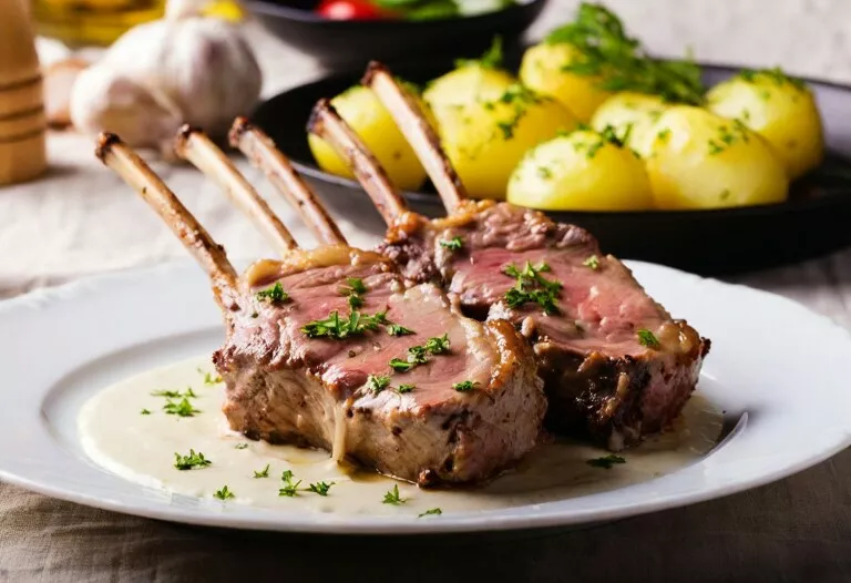 Carrés d&rsquo;agneau à la crème d&rsquo;ail