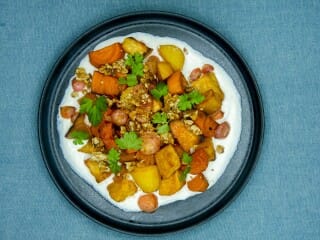 Roasted vegetables with tahini sauce