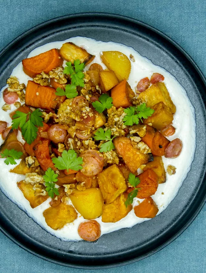 Légumes rôtis, sauce au tahin