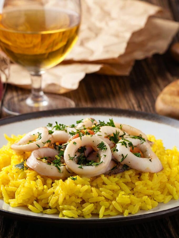 Encornets au vin blanc