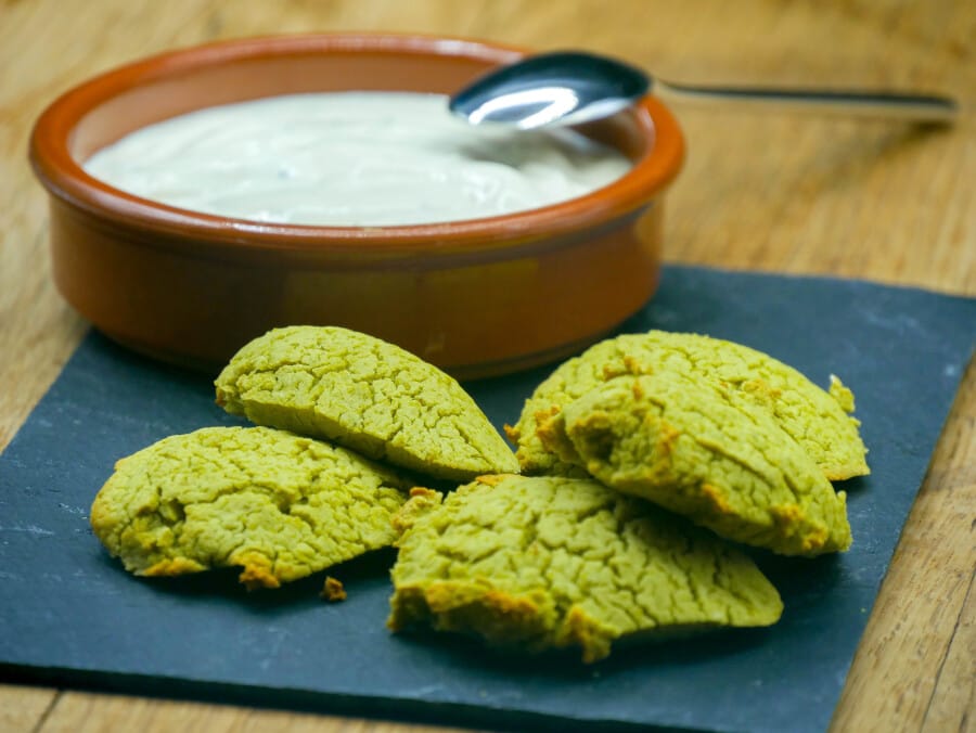 Split pea croquettes with white sauce