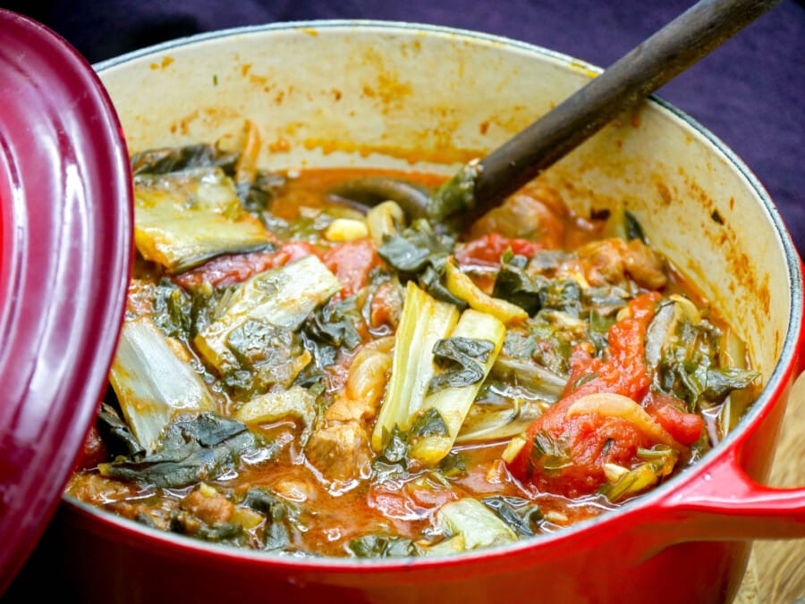 Swiss chard with pork