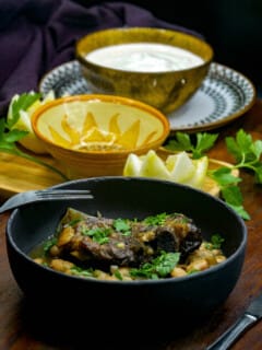 Braised lamb with white beans and yogurt