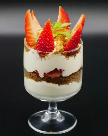 Strawberry verrine with mascarpone and speculoos