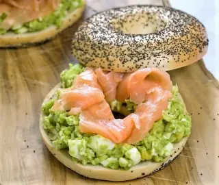 Salmon and Avocado Bagel